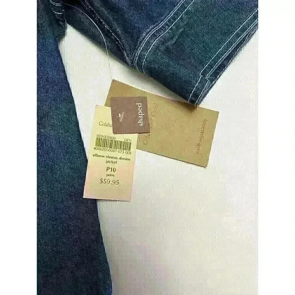 Coldwater Creek Size 10P Denim Button-Front Short-Sleeve Jacket Blue-NWT - Picture 6 of 6